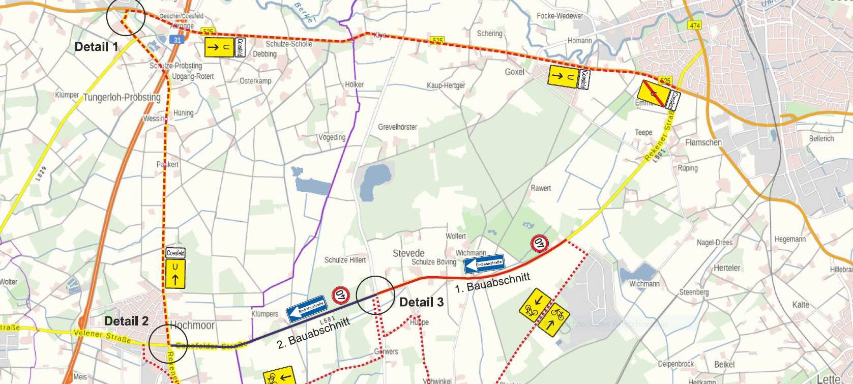 COESFELD: Start der Baustelle Richtung Hochmoor