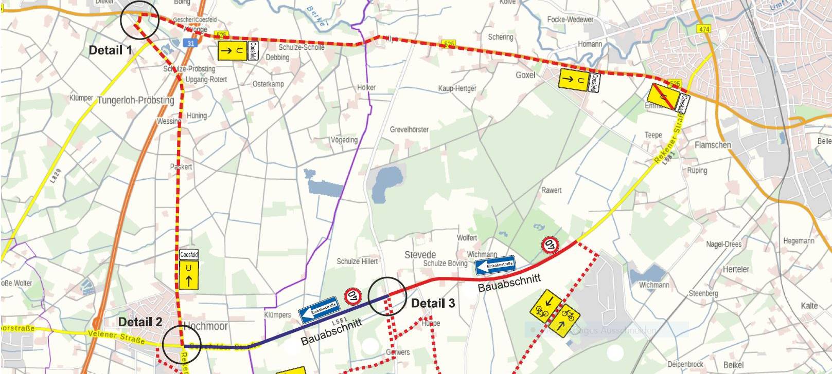 COESFELD: Baustelle zwischen Coesfeld und Hochmoor