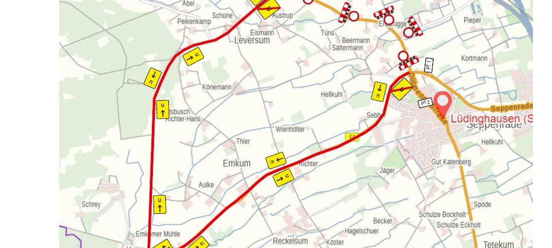 SEPPENRADE/DÜLMEN: B 474 teilweise voll gesperrt