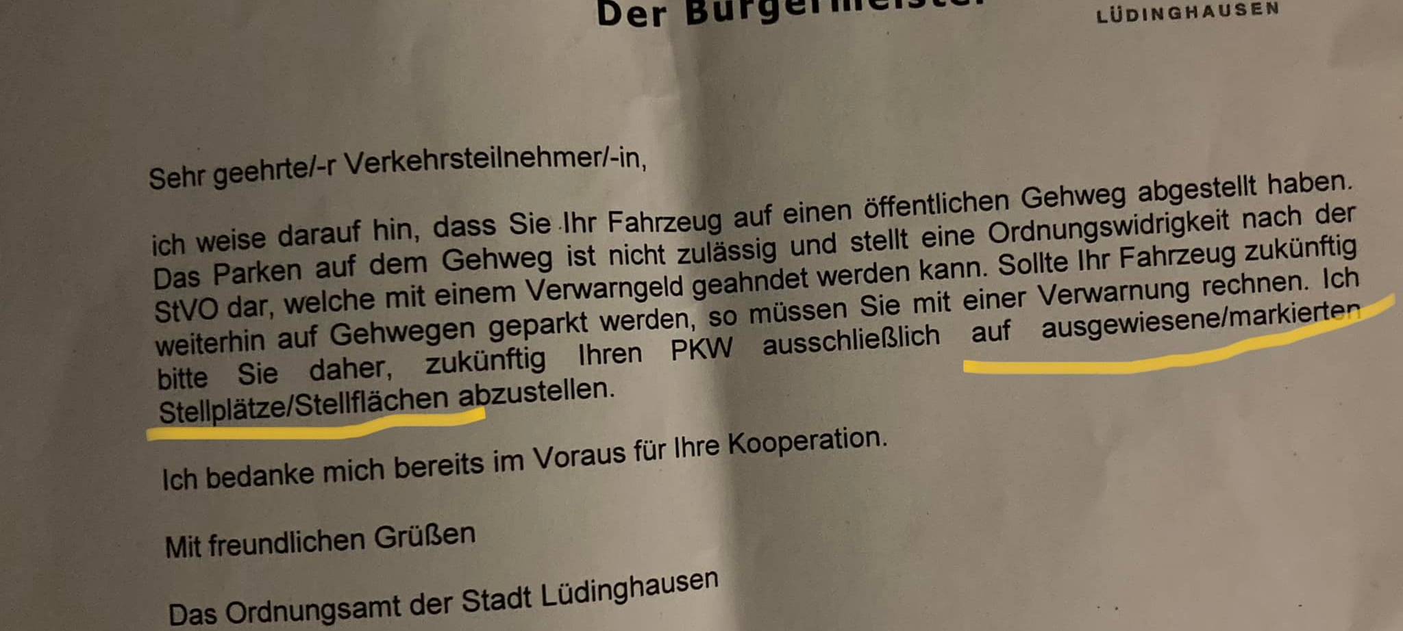 LÜDINGHAUSEN: Verwarnung für Falschparker