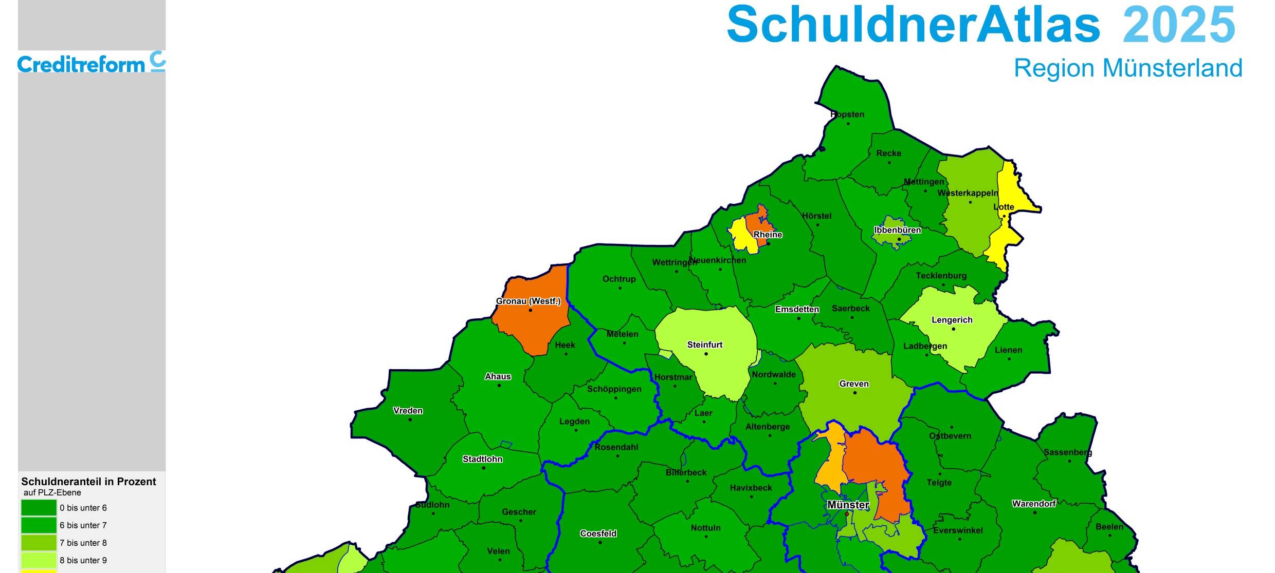 KREIS: Mehr Überschuldung, aber weniger als im Münsterland