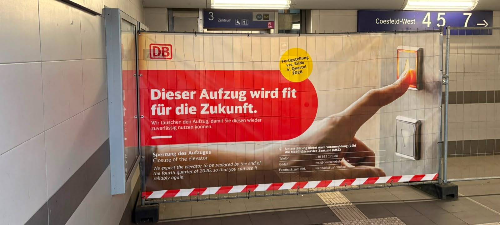 COESFELD: Aufzüge am Bahnhof gesperrt