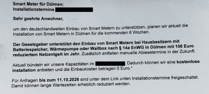 DÜLMEN: Warnung vor Smartmeter-Post